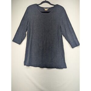 SHARADE California Black Textured 3/4 Sleeve Tunic Top Size 10